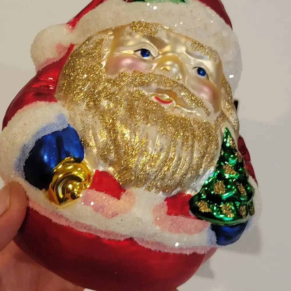 Vintage Christborn Germany Blown Glass Santa Claus Christmas Ornament Cost plus